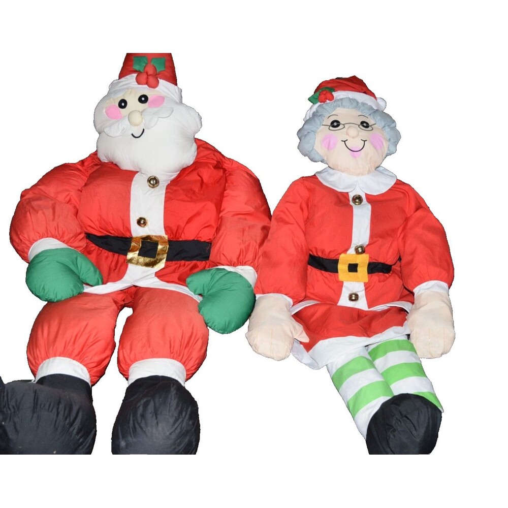 Vtg Lillian Vernon Santa & Mrs Claus Christmas Life Size Plush Figure 5 feet HTF